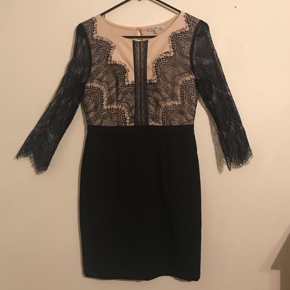 Lace Color Block Bodycon Dress - Picture 1 of 6